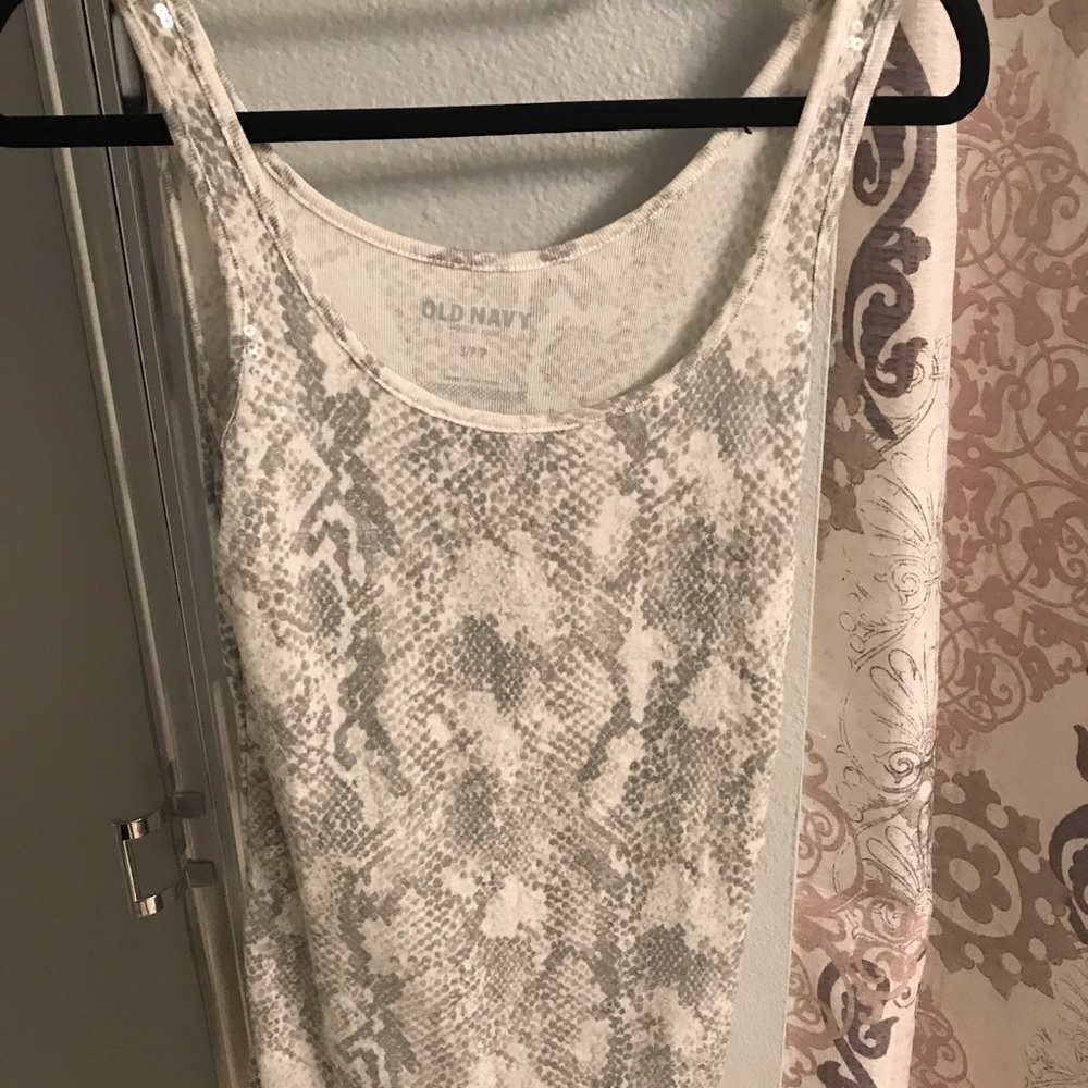 Snakeskin print sequin tank top size s